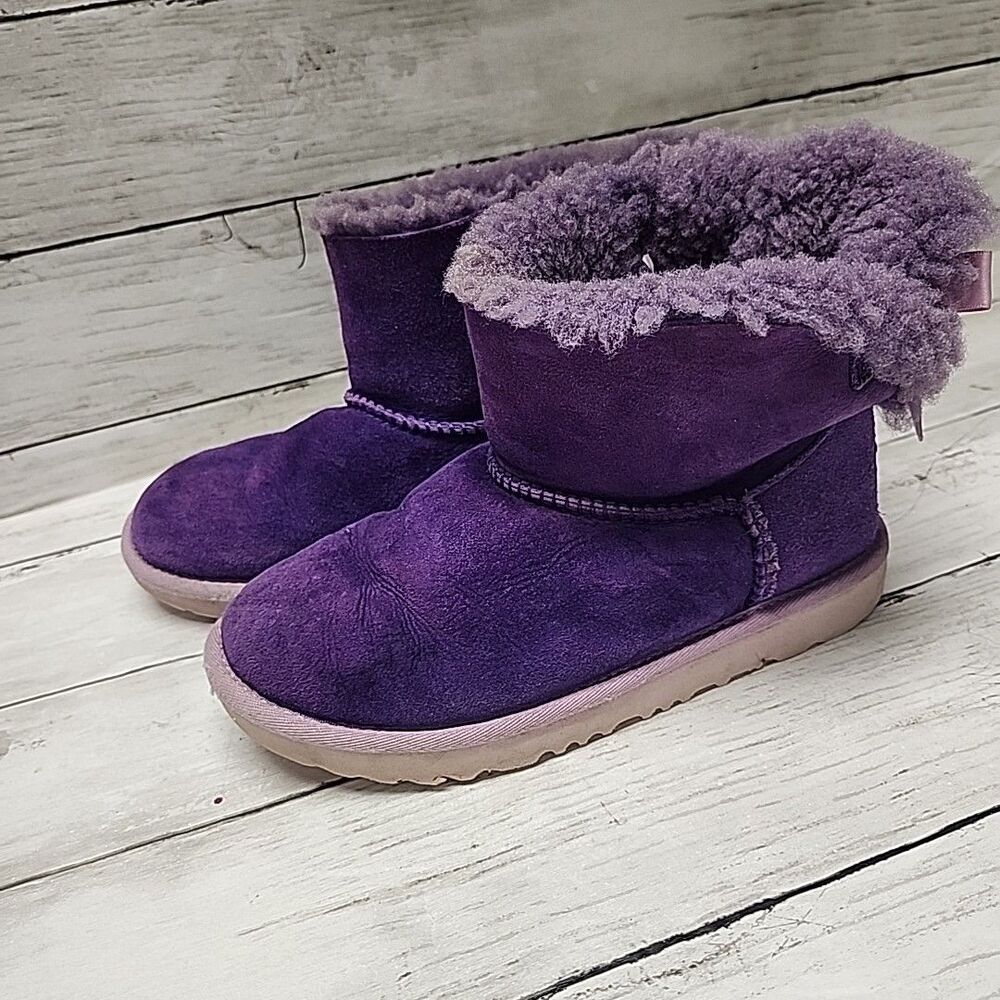 UGG Boot  Kids MINI BAILEY BOW II Violet Bloom Size 3 Purple - Picture 11 of 11